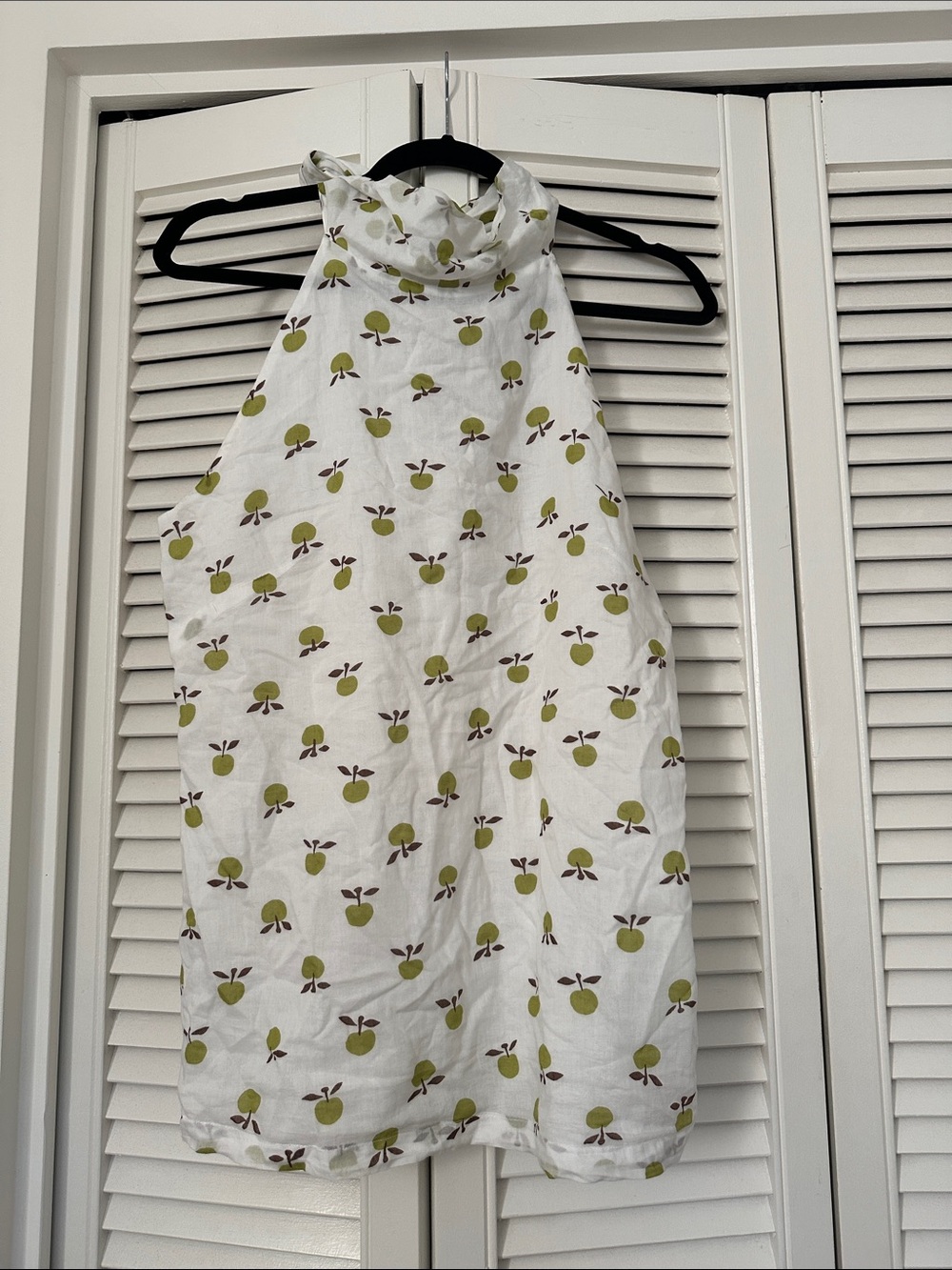 Marimekko White High Neck Halter Tank with Green Apple Print Mika Piirainen, 40